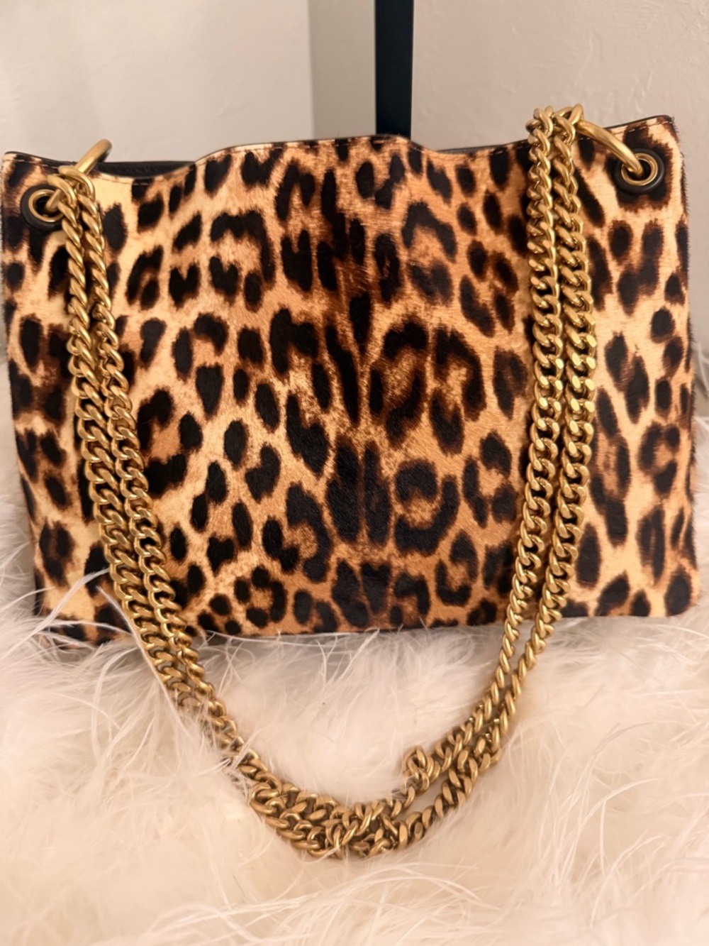 Tory Burch Leopard Print Chain Shoulder Bag with Gold Hardware - Picture 3 of 6